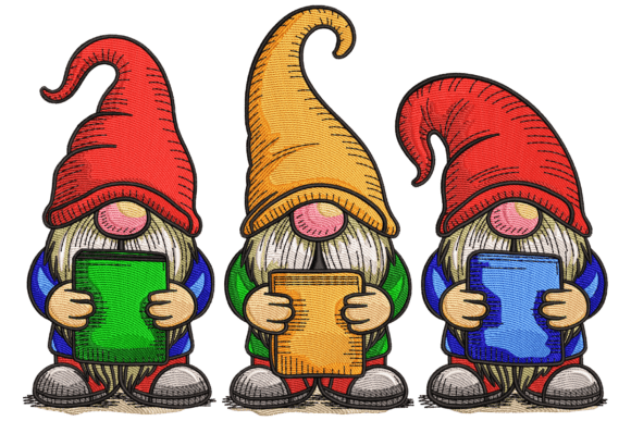 Book Gnome Embroidery Design
