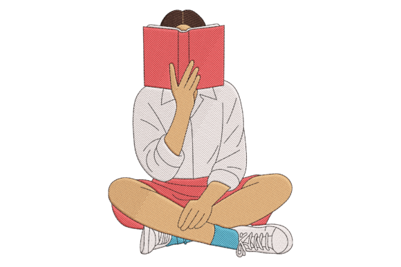 Book Lover Reading Embroidery Design