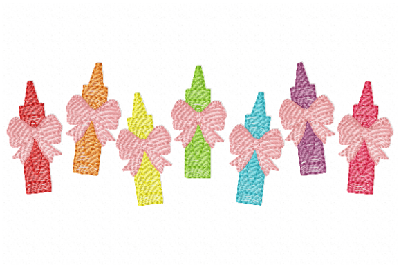 Crayons with Bows Embroidery