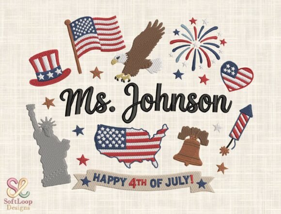 Custom Patriotic USA Embroidery Design
