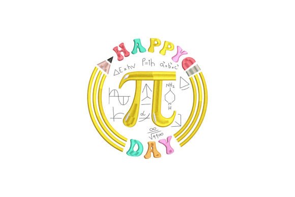 Happy Pi Day Embroidery Design