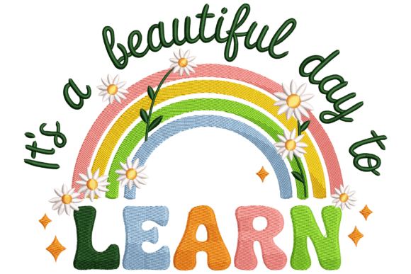 Rainbow School Quote Embroidery